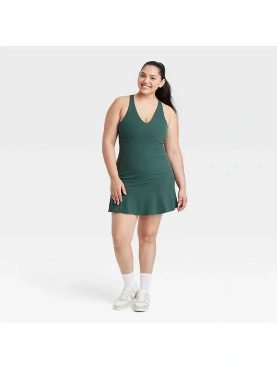 All In Motion - Women's Everyday Soft Double V Active Dress - Green - Picture 4 of 9